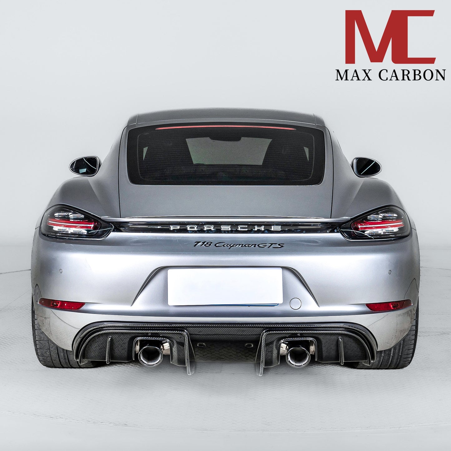 Diffuseur arrière de rechange en carbone MAX CARBON DRY pour Porsche 718 982 Cayman Boxster S GTS avec garnitures d'échappement en noir