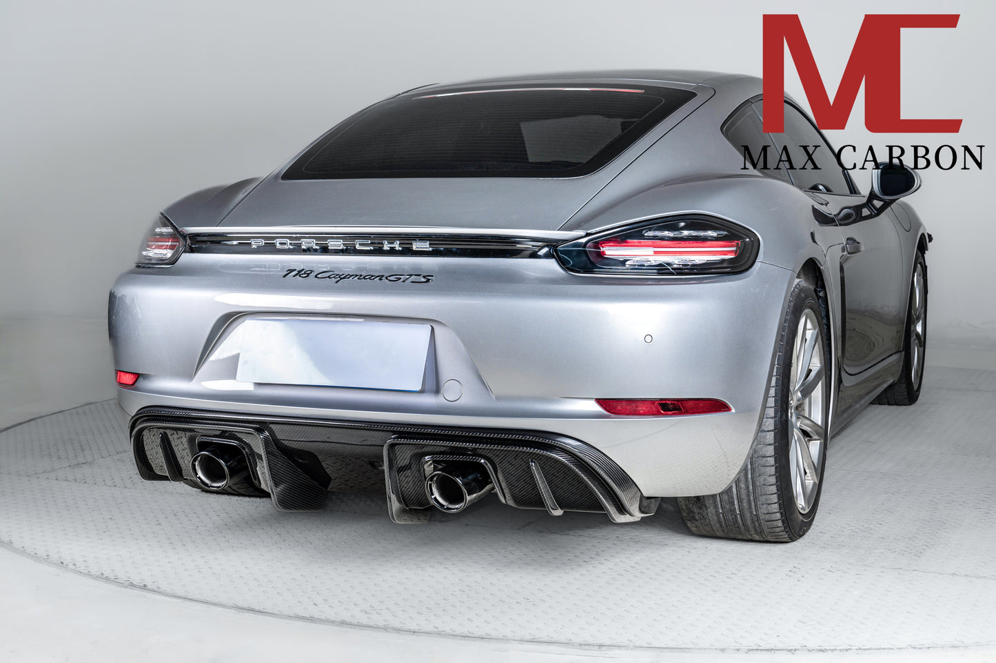 Diffuseur arrière de rechange en carbone MAX CARBON DRY pour Porsche 718 982 Cayman Boxster S GTS avec garnitures d'échappement en noir