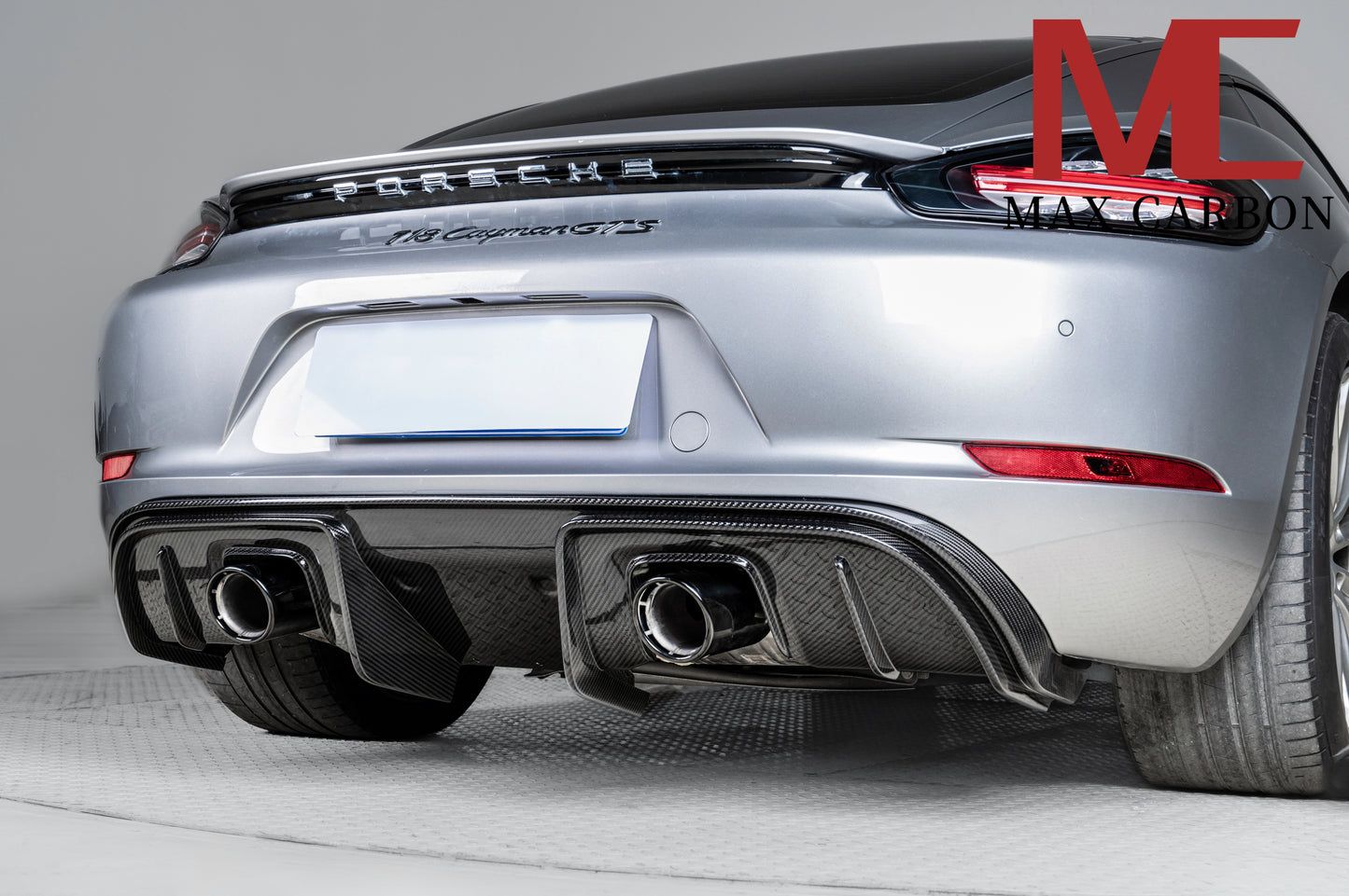Diffuseur arrière de rechange en carbone MAX CARBON DRY pour Porsche 718 982 Cayman Boxster S GTS avec garnitures d'échappement en noir