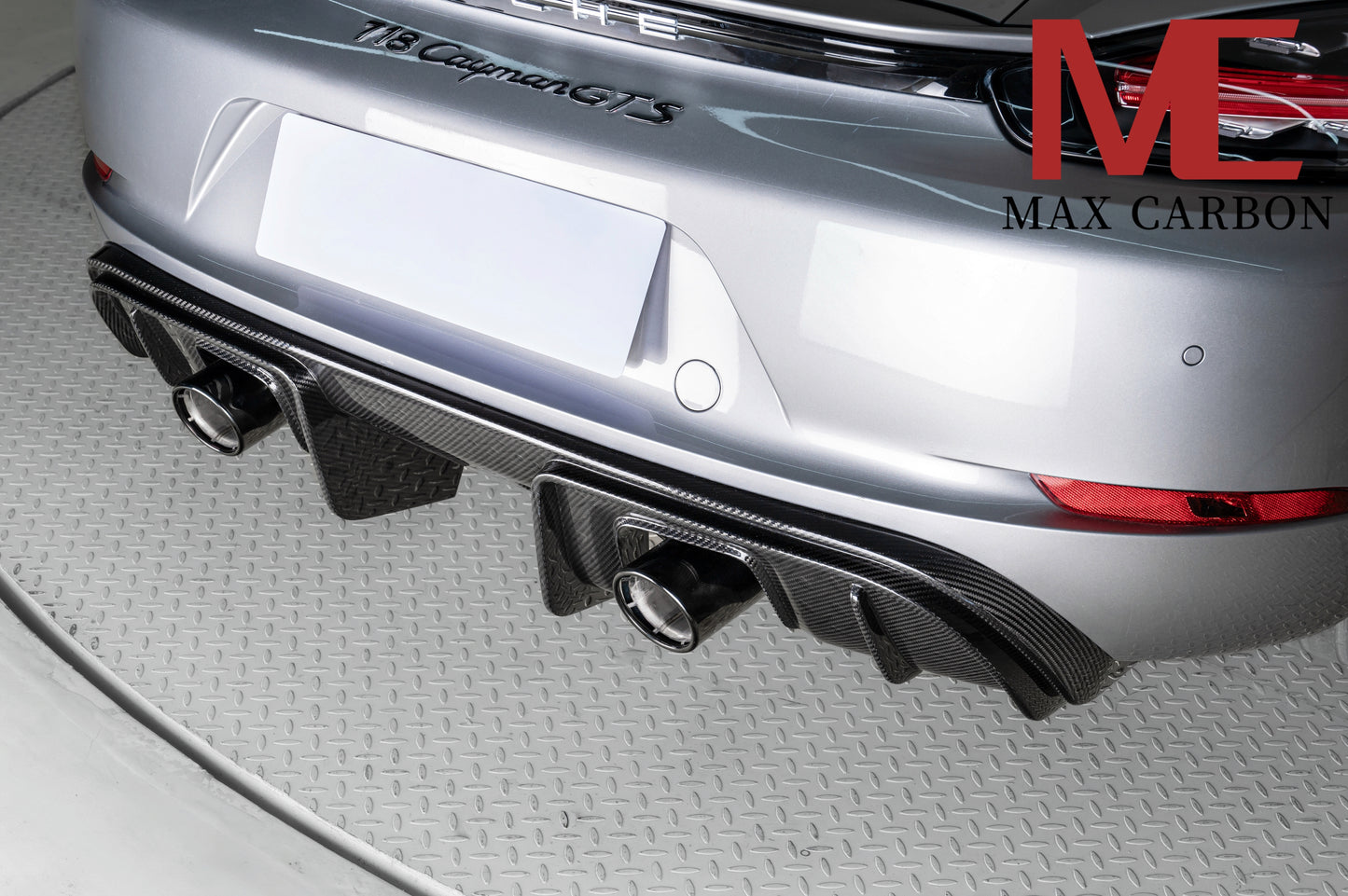 Diffuseur arrière de rechange en carbone MAX CARBON DRY pour Porsche 718 982 Cayman Boxster S GTS avec garnitures d'échappement en noir