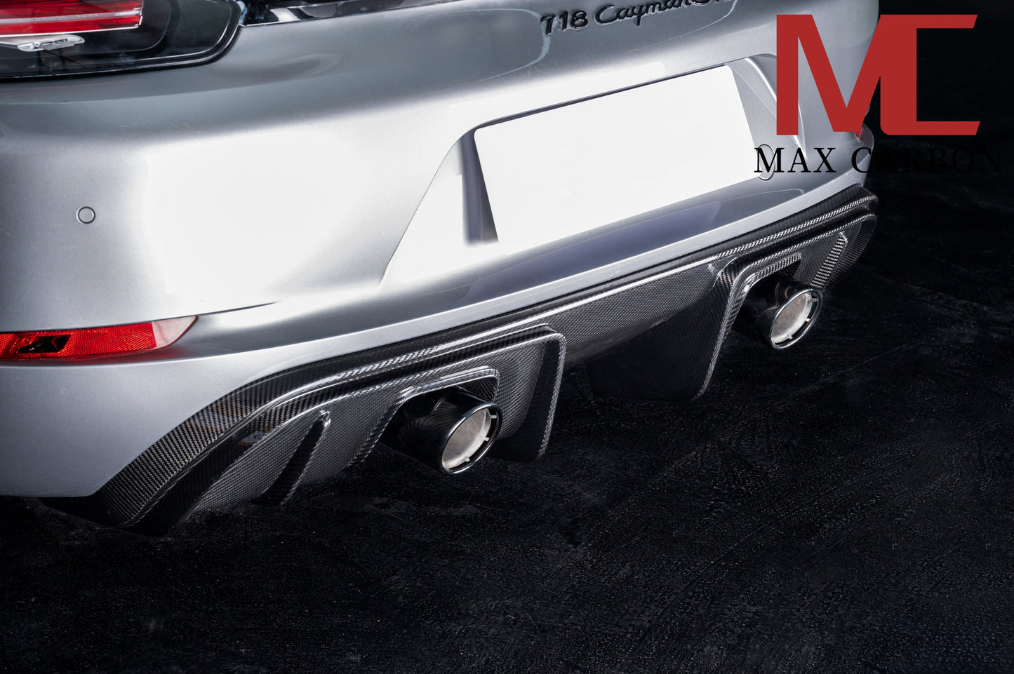 Diffuseur arrière de rechange en carbone MAX CARBON DRY pour Porsche 718 982 Cayman Boxster S GTS avec garnitures d'échappement en noir