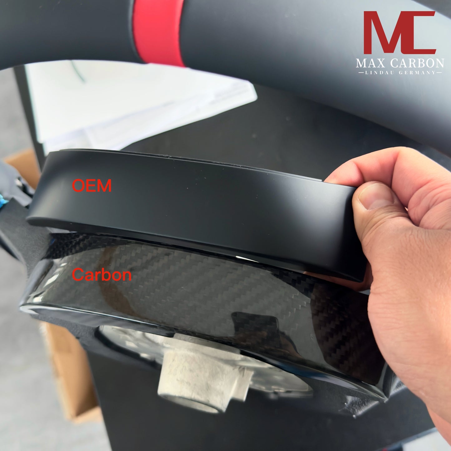 MAX CARBON Dry Carbon Prepreg Steering Wheel Upper Cover Clasp Replacement for BMW M2 G87 M3 G80 G81 M4 G82 G83 M5 F90 M8 F92 F93 F91 X3M F97 X4M F98 X5M F95 X6M F96 XM