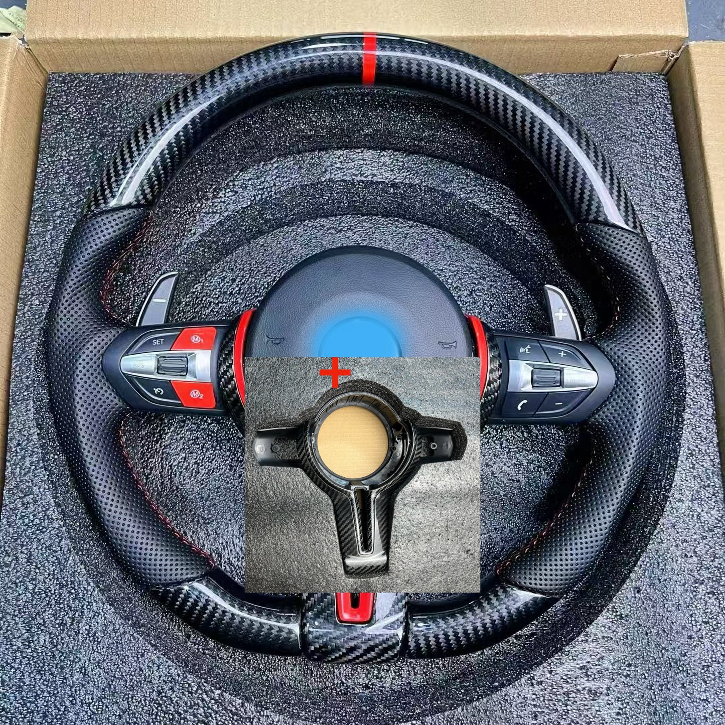 MAX CARBON Dry Carbon Lenkrad Ersatz für BMW M2 M3 M4 F87 F80 F82 F83  ohne Airbag und Tasten