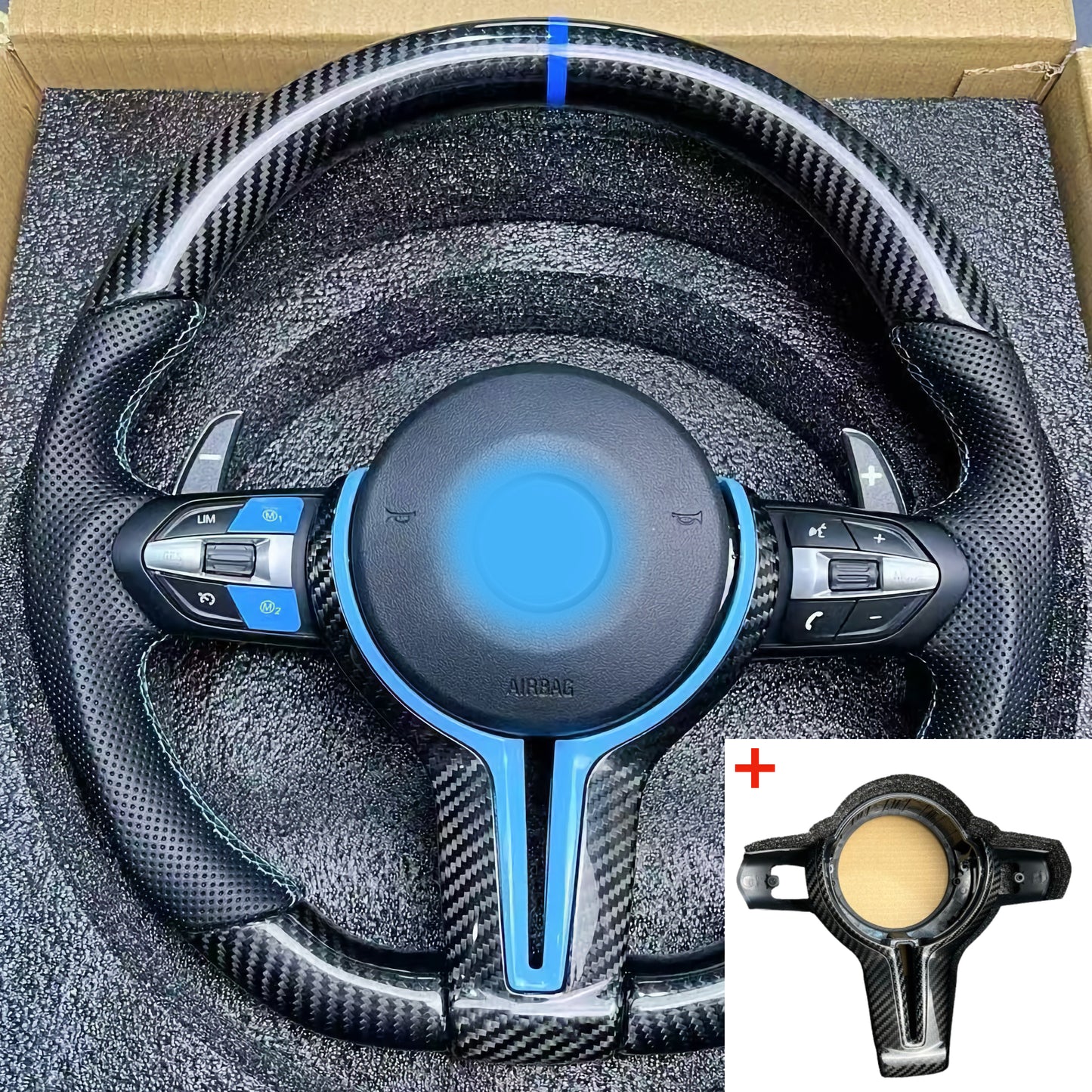 MAX CARBON Dry Carbon Lenkrad Ersatz für BMW M2 M3 M4 F87 F80 F82 F83  ohne Airbag und Tasten