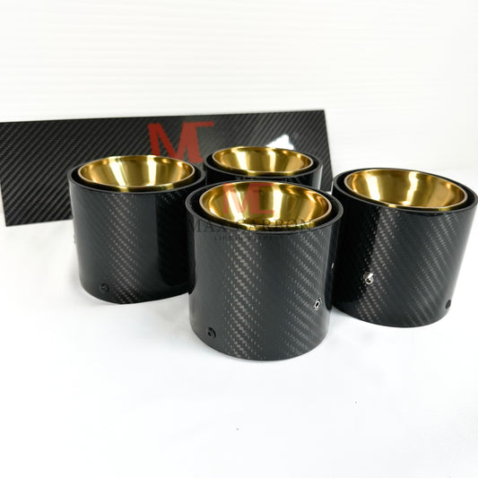 MAX CARBON Auspuff Ersatz Endrohrblende für BMW M2 M3 M4 G80 G81 G82 G83 G87 mit Originalen Auspuffblenden