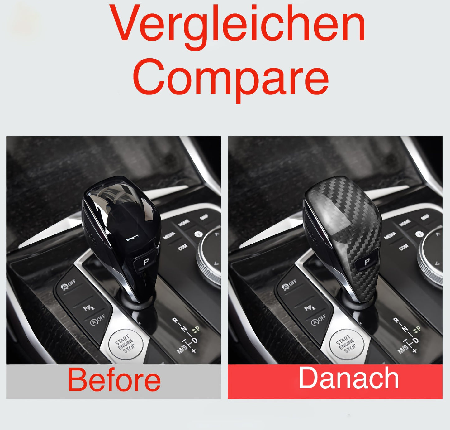 MAX CARBON Performance Schaltknauf Shift Blenden Trim für BMW 1er F40 2er F44 3er G20 G21 4er G22 G23 G26 Z4 G29 X1 F48 X2 F39 X3 G01 X4 G02