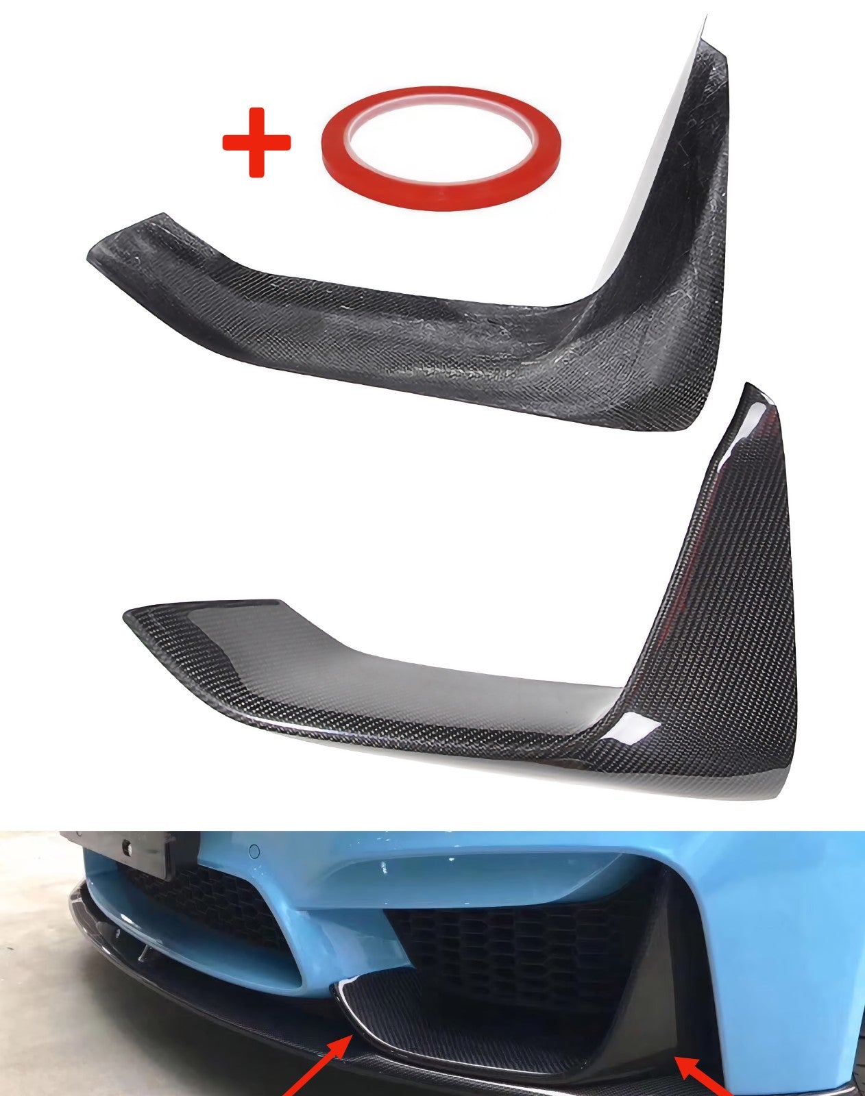 MAX CARBON Performance jeu de caches fixation de spoiler avant pour BMW M3 F80 M4 F82 F83