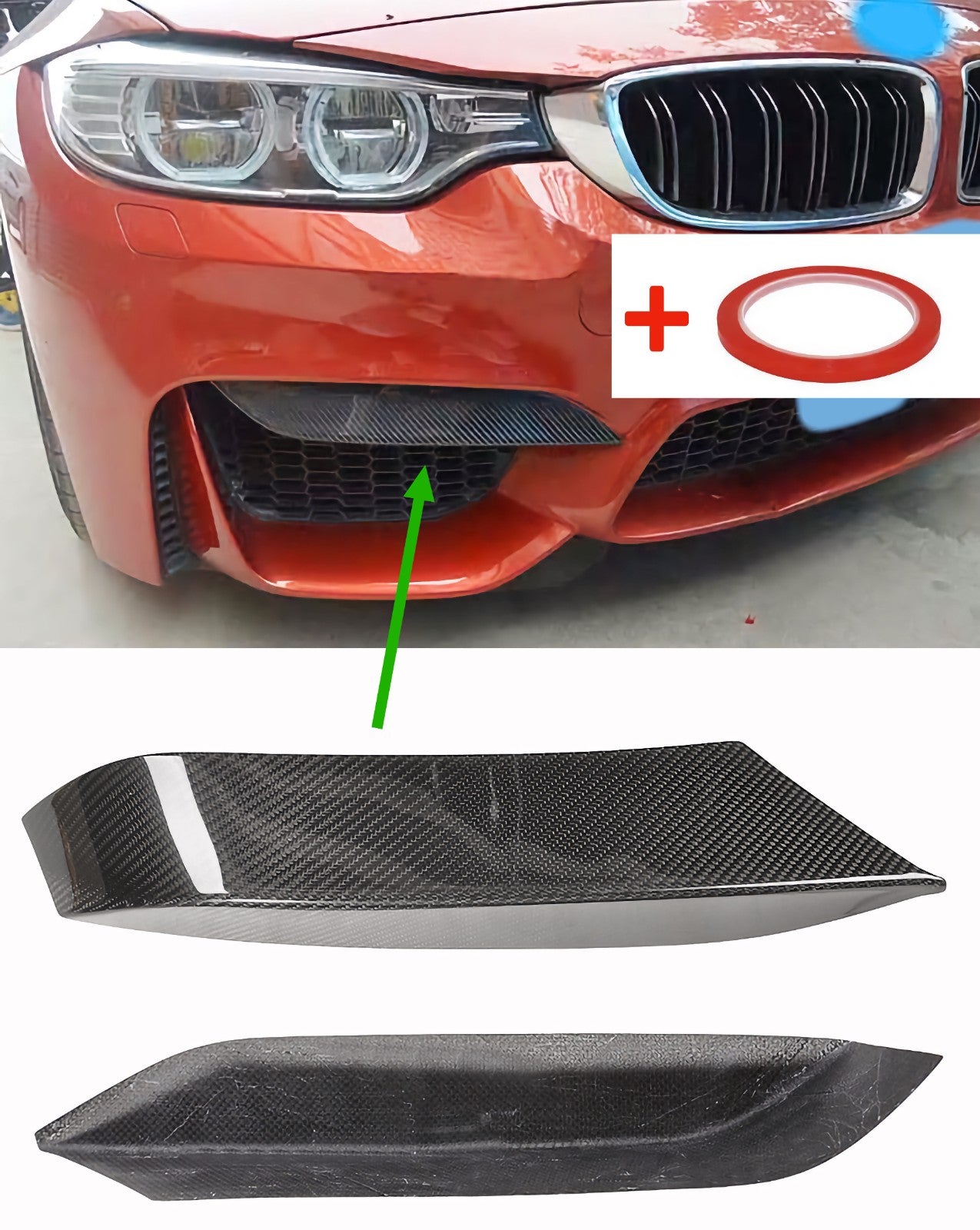 MC Dry Carbon Prepreg Performance Set couvre la fixation du becquet supérieur avant pour BMW M3 F80 M4 F82 F83