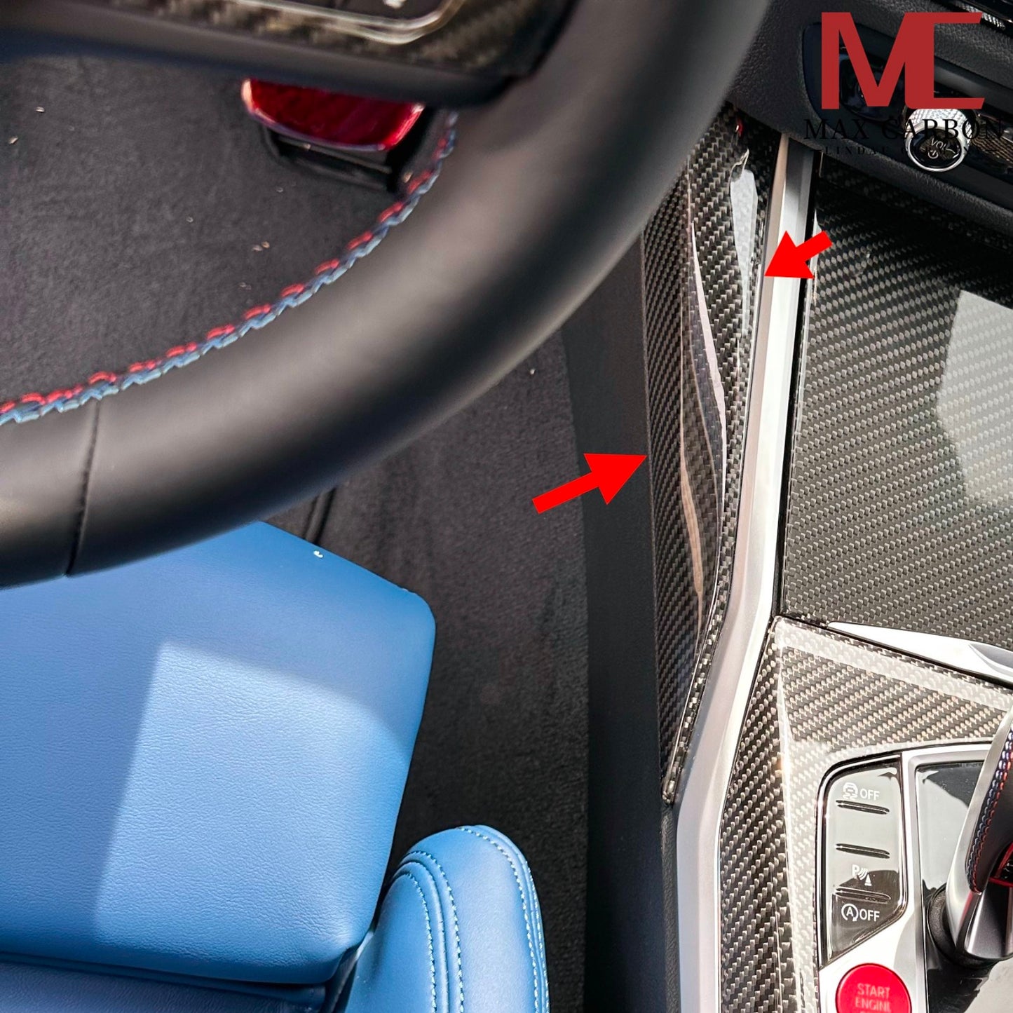 MAX CARBON Dry CARBON Seiten Mittelkonsole Blenden für BMW G20 G21 G22 G23 G26 G42 G80 G81 G82 G83 G87