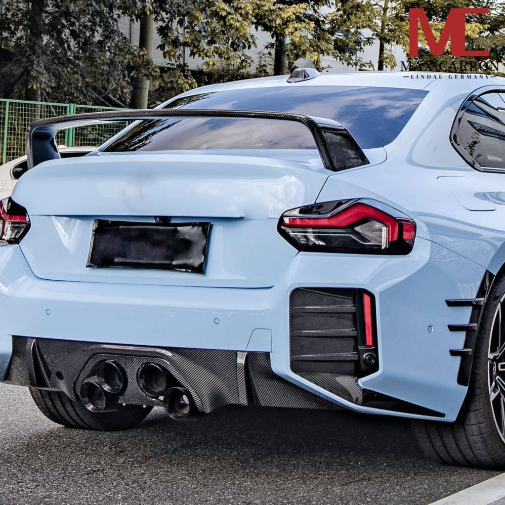 MAX CARBON Performance Dry Carbon Rear Spoiler Rear Wing Flowed Through for BMW M2 G87 2 Series G42 