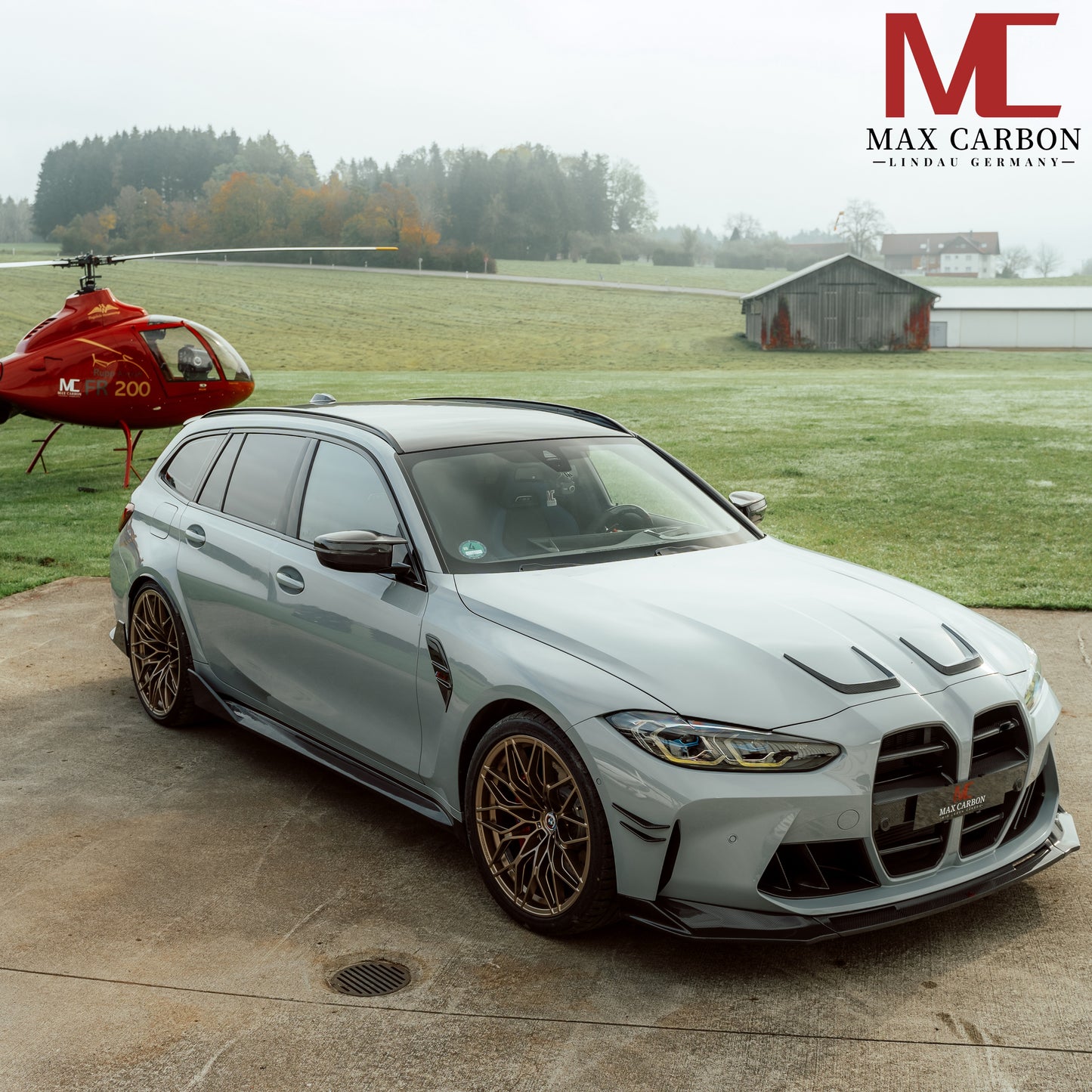 MAX CARBON Ensemble de lèvre avant de fixation de capot avant en carbone sec pour BMW G80 G81 G82 G83 M3 M4 