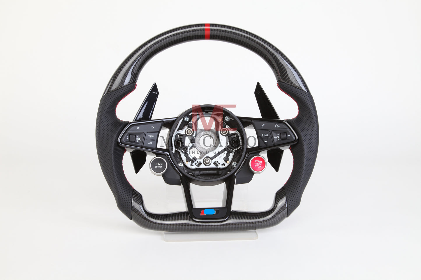 MC MAX CARBON Performance Dry Carbon complete steering wheel with buttons and shift paddles replacement for Audi R8 4S 