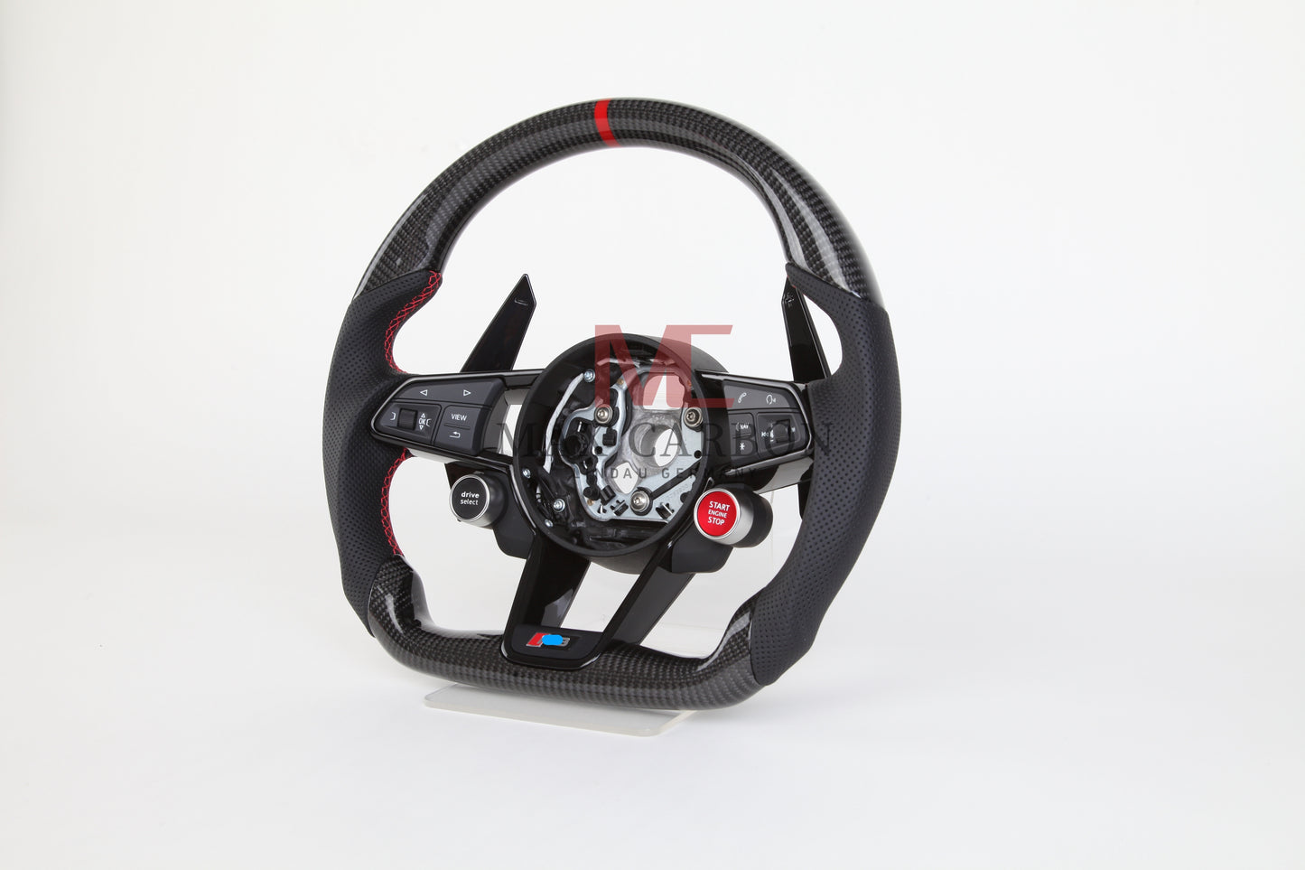 MC MAX CARBON Performance Dry Carbon complete steering wheel with buttons and shift paddles replacement for Audi R8 4S 