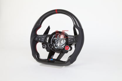 MC MAX CARBON Performance Dry Carbon complete steering wheel with buttons and shift paddles replacement for Audi R8 4S 