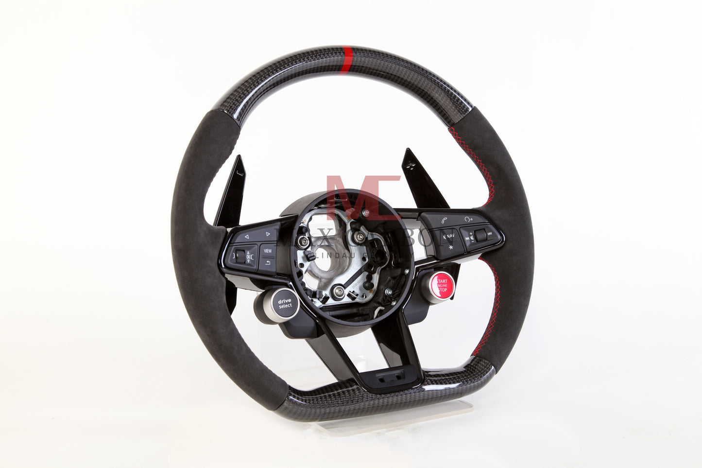 MC MAX CARBON Performance Dry Carbon complete steering wheel with buttons and shift paddles replacement for Audi R8 4S 