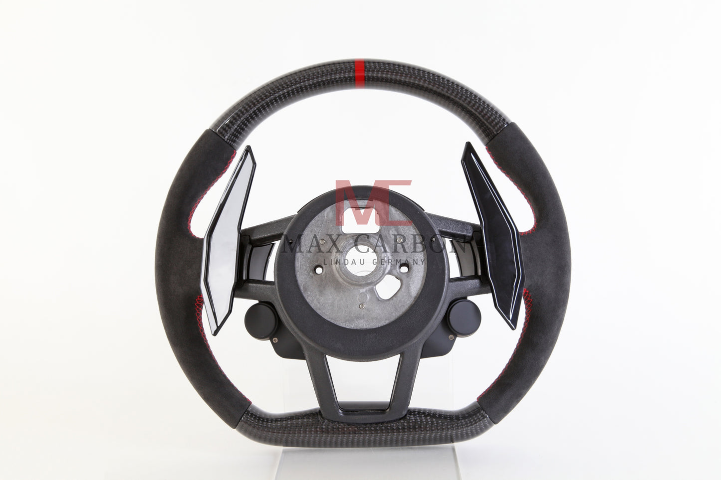 MC MAX CARBON Performance Dry Carbon complete steering wheel with buttons and shift paddles replacement for Audi R8 4S 