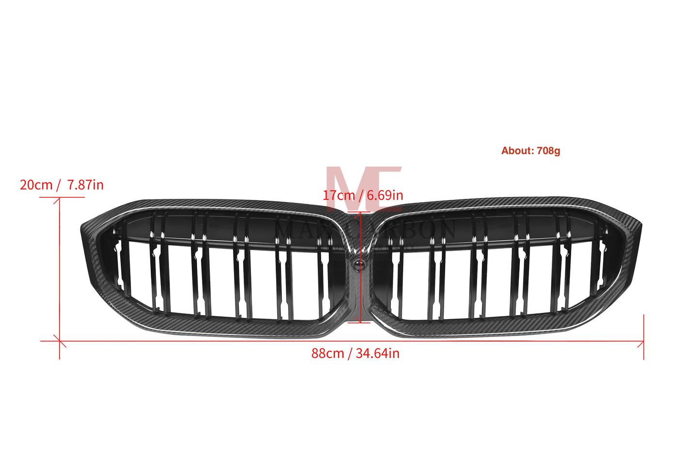 MC MAX CARBON Dry Carbon Ziergitter Grill Kühlergrill Ersatz für BMW G20 G21 inkl. M340i