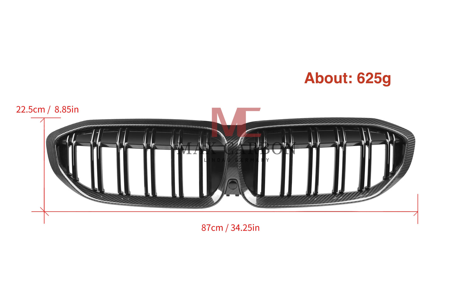 MC MAX CARBON Dry Carbon Ziergitter Grill Kühlergrill Ersatz für BMW G20 G21 inkl. M340i