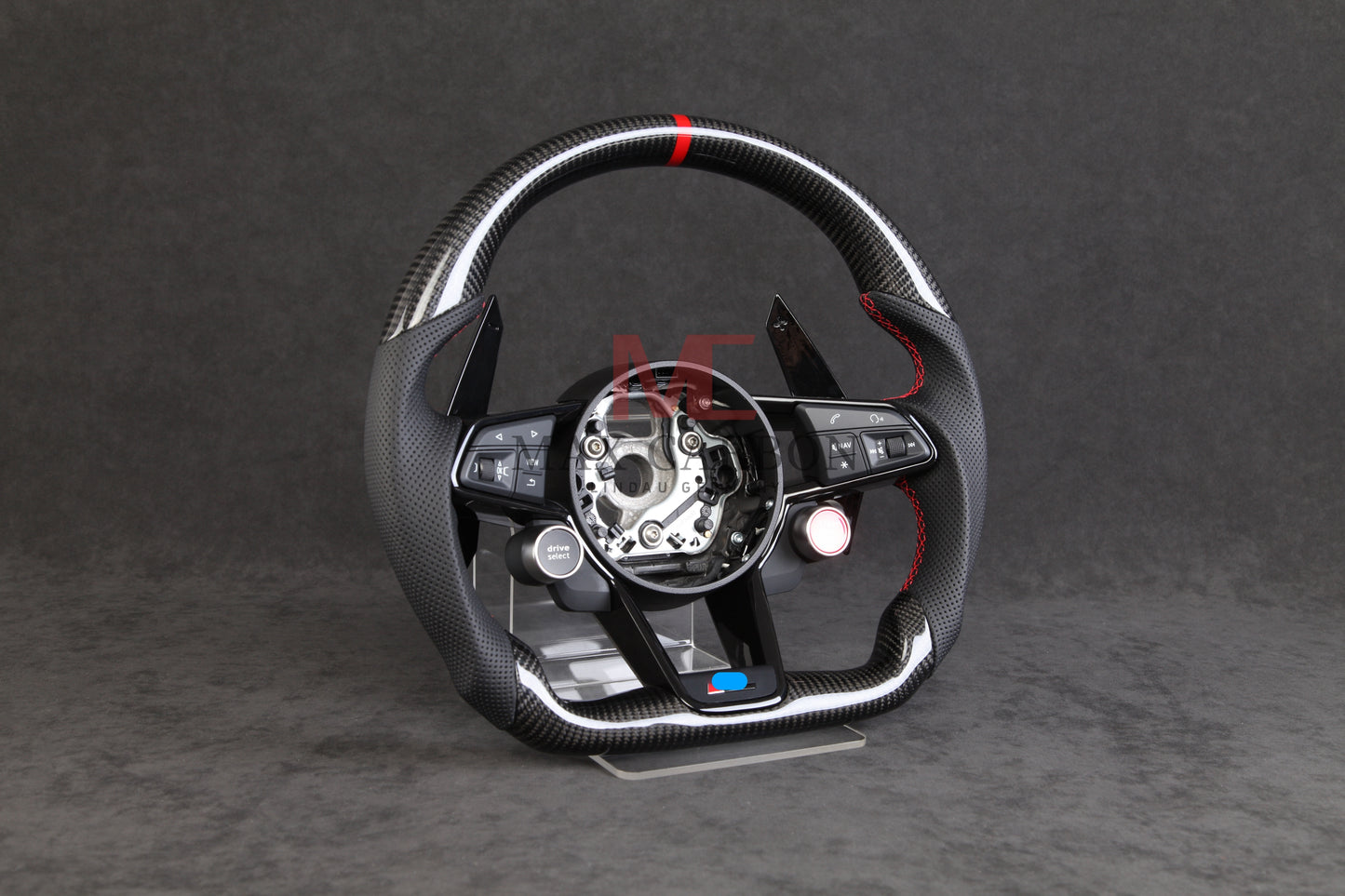 MC MAX CARBON Performance Dry Carbon complete steering wheel with buttons and shift paddles replacement for Audi R8 4S 