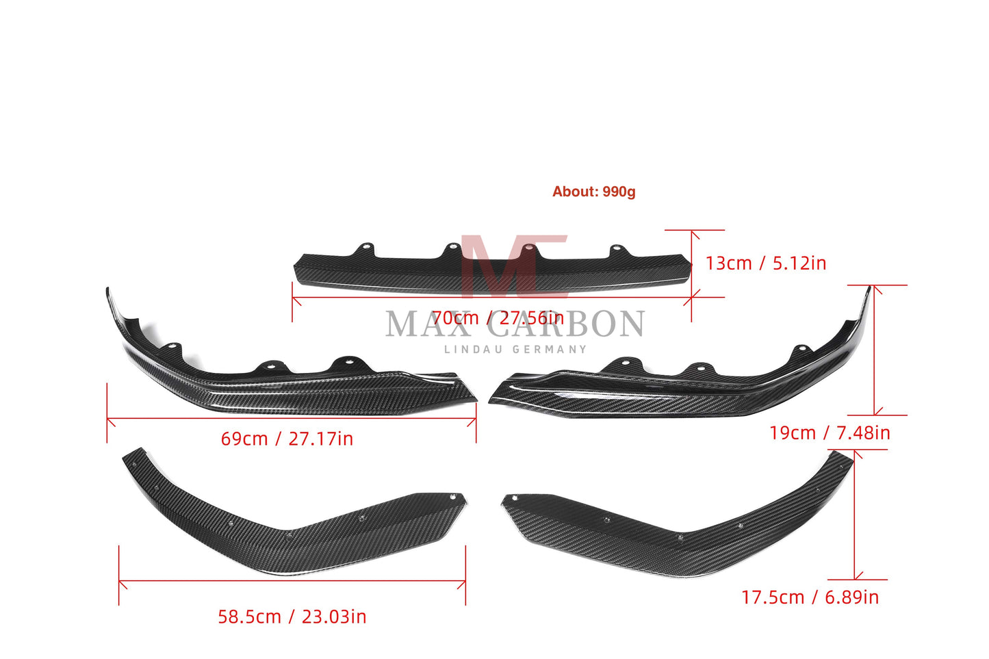 Grande lèvre avant MC Dry Carbon Prepreg Performance adaptée à BMW G20 G21 avec pack M 