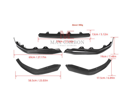 Grande lèvre avant MC Dry Carbon Prepreg Performance adaptée à BMW G20 G21 avec pack M 