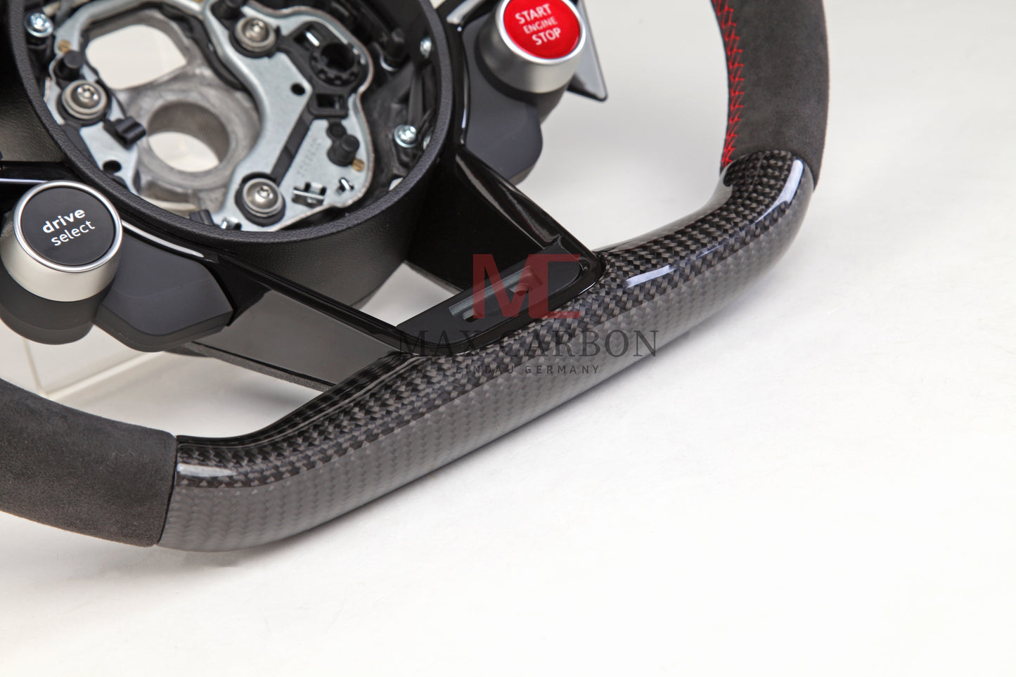 MC MAX CARBON Performance Dry Carbon complete steering wheel with buttons and shift paddles replacement for Audi R8 4S 