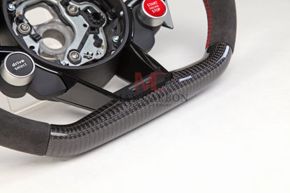 MC MAX CARBON Performance Dry Carbon complete steering wheel with buttons and shift paddles replacement for Audi R8 4S 