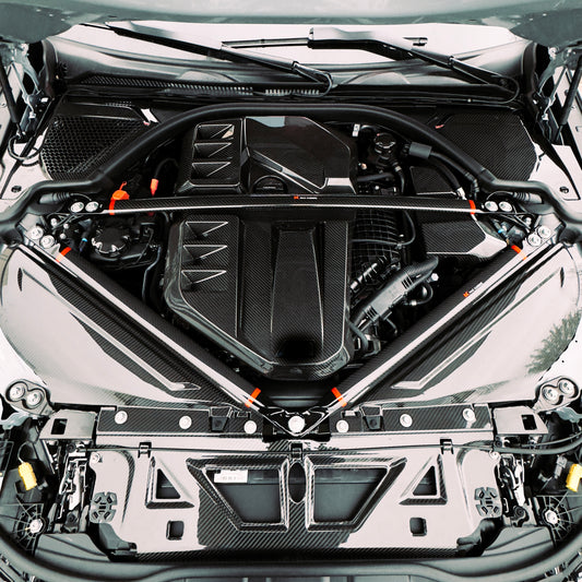 MAX CARBON Performance Öl Wasser Klima Abdeckung 3 Stücke im Satz für Motorraum passend für BMW G80 G81 M3 G82 G83 M4 M2 G87