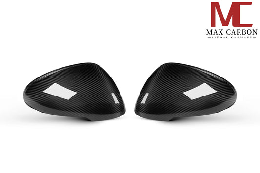 MAX CARBON Capuchons de rétroviseurs de rechange préimprégnés en carbone sec de qualité supérieure pour Porsche Macan 95B S GTS Turbo, garantie de 3 ans 